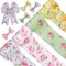 Vintage Floral Wired Edge Ribbon Spring Rose Flower Pattern Ribbon 4 Rolls Summer Floral Fabric Decorative Craft Ribbon for Gift Wrapping Decor Hair Bow Sewing Wreath Crafts, 20 Yard x 2.5 in